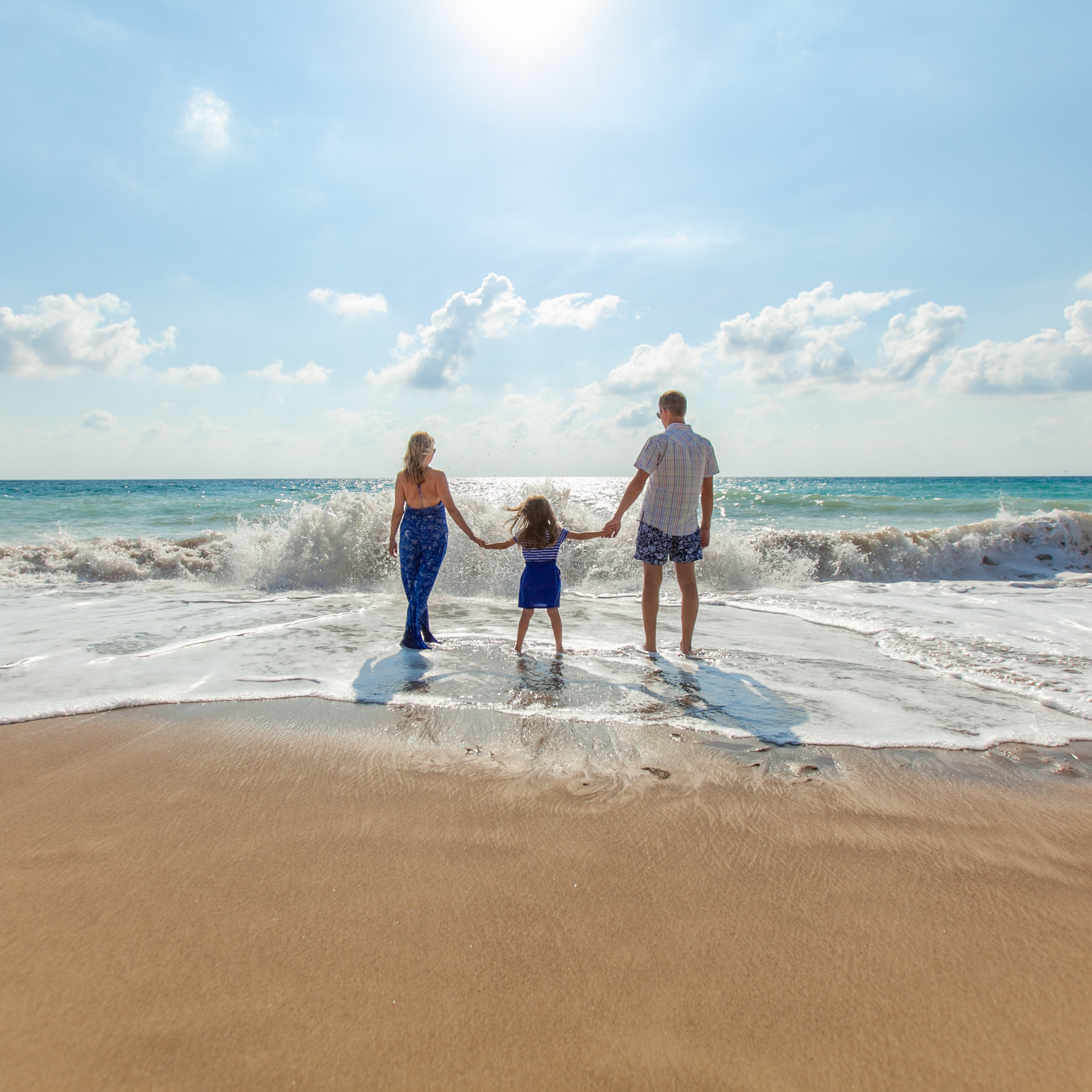 family at beach